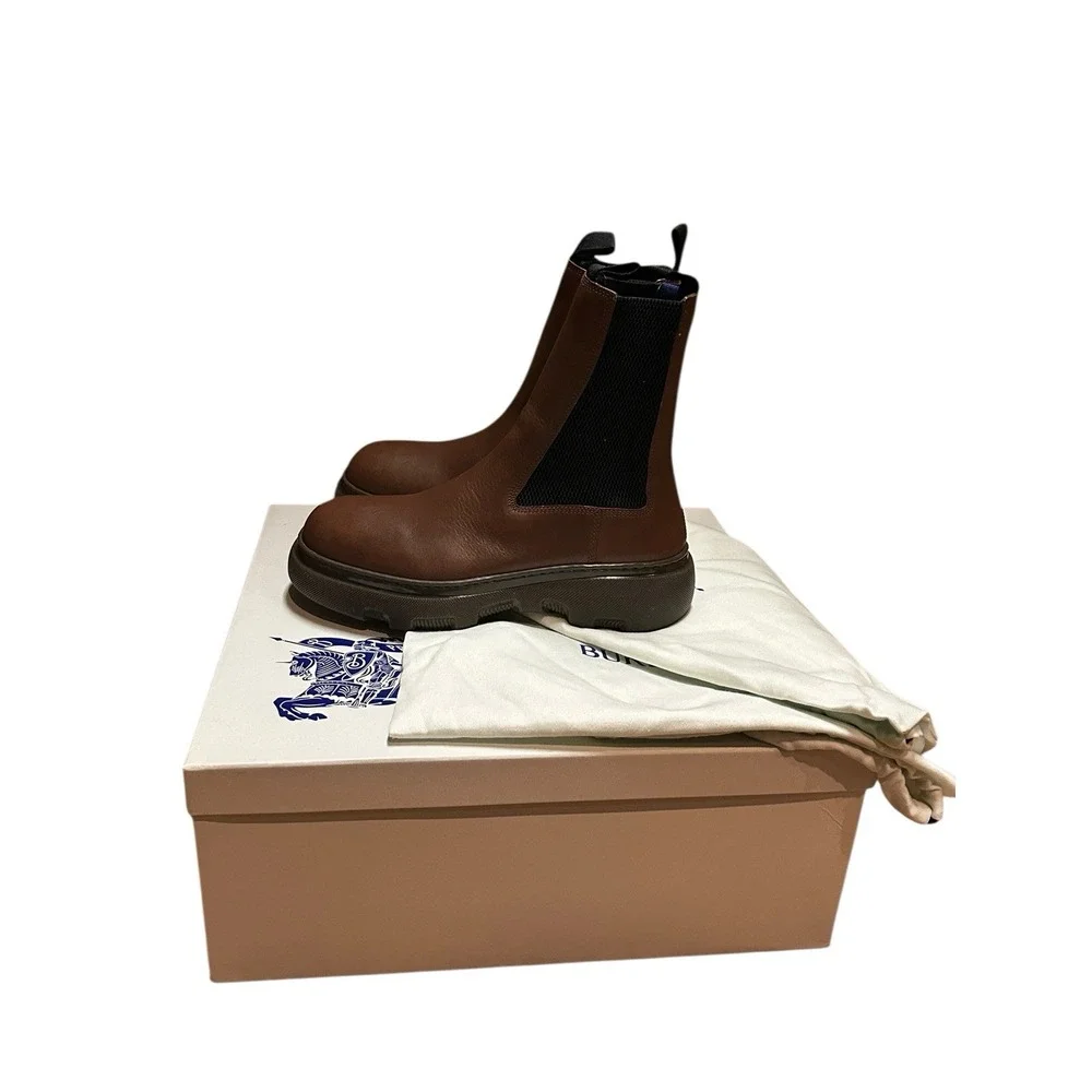 Burberry Creeper Chelsea Boots Walnut 39 EU / 6 US‎ Men's Leather MSRP $1290